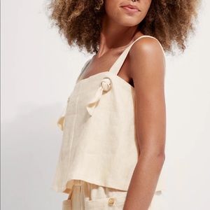 BACK BEAT CO. Linen Knotted Cami in Creme